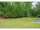 Lush green backyard surrounded by mature trees, offering privacy at 1898 Alcovy Shoals Se Blf, Lawrenceville, GA 30045