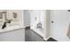 Contemporary bathroom with a glass-enclosed shower, vanity with granite counters at 270 Park Bridge Ln, Roswell, GA 30075