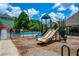 Community playground area with slides, climbing structures, and a view of the pool at 4108 Wyndam Hill Dr, Suwanee, GA 30024