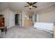 Comfortable bedroom with neutral colors, overhead fan, and white bedding at 97 Coral Dr, Whitesburg, GA 30185