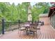 Inviting back deck with outdoor furniture, perfect for entertaining and enjoying the wooded backyard at 95 Weslyan Way, Oxford, GA 30054