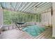 Relaxing screened porch with a hammock, outdoor rug, wood floor and a view of the backyard at 1777 E Gate Trl, Stone Mountain, GA 30087