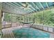 Inviting screened porch with nature views, a hammock, overhead fan and string lights for ambiance at 1777 E Gate Trl, Stone Mountain, GA 30087