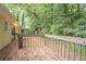 Wooden deck features wood railing. Deck leads to backyard with wooded area at 220 Harwell Nw Rd, Atlanta, GA 30331
