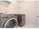 Bright laundry room features modern washer and dryer, plus wire shelving for optimal storage at 667 Creswell Park, Smyrna, GA 30082