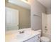 Bathroom featuring a single vanity, mirror, and shower over tub at 122 Melrose Creek Dr, Stockbridge, GA 30281