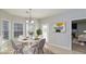 Dining area virtually staged with modern decor, table and chairs, and plenty of natural light at 122 Melrose Creek Dr, Stockbridge, GA 30281