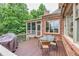 Spacious wooden deck with outdoor dining set, ideal for gatherings and enjoying the backyard setting at 3150 Seven Oaks Dr, Cumming, GA 30041