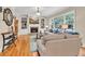 Cozy living room with hardwood floors, fireplace, built-in shelving, and large windows offering natural light at 3150 Seven Oaks Dr, Cumming, GA 30041