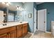 Main bathroom with double sink vanity and walk-in shower at 3491 Amerigo Dr, Buford, GA 30519