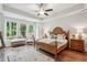 Spacious main bedroom with hardwood floors, tray ceilings, and sun-filled windows at 400 Southland Cir, Canton, GA 30115