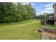 Spacious backyard with patio furniture, outdoor seating, and a fire pit; ideal for entertainment and outdoor relaxation at 602 Davenport Pl, Canton, GA 30115