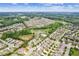 An aerial view of the community highlights the pond and surrounding green landscape at 4155 Brookview Dr, Cumming, GA 30040
