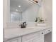 Bathroom with a large mirror, granite countertop, and white cabinetry at 108 Faraday Dr, Douglasville, GA 30134