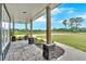 Covered front porch featuring stone pillars, wood posts, and a stone tile floor at 152 Palisade Dr, Rydal, GA 30171