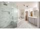 Luxurious bathroom features a glass shower, soaking tub, and marble accents at 3235 Roswell Ne Rd # 505, Atlanta, GA 30305