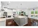 Modern kitchen with stainless steel appliances, granite countertops, a spacious island, and hardwood floors at 4115 Williams Point Dr, Cumming, GA 30028