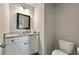 Stylish powder room with granite countertop and vanity at 6375 Eidson Dr, Cumming, GA 30041