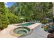 Backyard pool and spa area surrounded by lush landscaping and ample lounge seating at 2115 Howell Mill Nw Rd, Atlanta, GA 30318