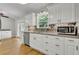 Bright kitchen with white cabinets, stainless steel appliances and eat-in kitchen space at 4070 Feather Dr, Douglasville, GA 30135