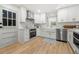 Stylish kitchen with white cabinetry, stainless steel appliances, and a farmhouse sink at 1104 Warrenhall Ne Ln, Brookhaven, GA 30319