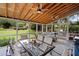 Relaxing screened porch with ceiling fans, outdoor dining, and views of the backyard at 514 Augusta Dr, Canton, GA 30115