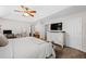 Spacious main bedroom with large windows, vaulted ceiling and access to en suite bathroom at 130 Nacoochee Way, Canton, GA 30114