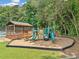 Community playground with slides, climbing structures, and a shaded seating area at 2010 Pearwood Path, Roswell, GA 30076