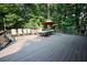 This expansive deck, furnished with a large table and chairs, provides a perfect outdoor dining space at 2985 Heather Stone Way, Lawrenceville, GA 30043