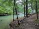 Lakeside scenery featuring tranquil water views, lush trees, and a dock at 7080 Driskell Cir, Cumming, GA 30041
