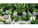 Aerial view of a beautiful residential lot surrounded by mature trees in an established neighborhood with swimming pools nearby at 1891 8Th St, Atlanta, GA 30341