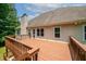 Spacious back deck featuring wooden railings and steps down to the landscaped backyard at 1275 Kelly Nelson Dr, Lawrenceville, GA 30043