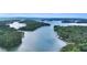 Scenic aerial view of a lake surrounded by lush green forests and various docks at 2340 Manor Pointe Dr, Cumming, GA 30041