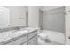 Bright bathroom featuring single vanity, and a tub shower combo at 2340 Manor Pointe Dr, Cumming, GA 30041