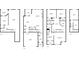 Detailed floor plan showcasing layout of rooms, dimensions and patio on all floors at 2340 Manor Pointe Dr, Cumming, GA 30041