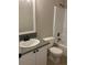 Modern bathroom with a new vanity, granite countertop, and shower at 7593 Watson Bay Ct, Stone Mountain, GA 30087