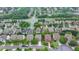 A high-angle view of a neighborhood with rows of houses and neatly arranged streets lined with mature trees at 4495 Hedgewood Dr, Cumming, GA 30041