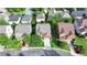 Aerial view of lovely homes with manicured lawns, driveways and mature landscaping in a well-kept suburban community at 4495 Hedgewood Dr, Cumming, GA 30041