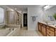 Bathroom boasting double sinks, a large mirror, and a stand-up shower at 4495 Hedgewood Dr, Cumming, GA 30041
