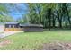 Backyard view of a storage shed, grass, and neighborhood at 2239 Carey Se Dr, Atlanta, GA 30315