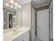 Bathroom featuring a white vanity with a mirror, with a view of the doorway leading to the toilet and tub at 3725 Paces Park Se Cir, Smyrna, GA 30080