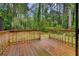Wooden deck with railing overlooking a wooded area at 6535 Buckhurst Trl, Atlanta, GA 30349