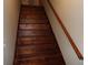 Wooden staircase with a handrail, connecting different levels of the home at 3096 Campground Rd, Winston, GA 30187
