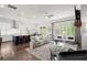 Open-concept living space with a kitchen island, comfortable seating, and natural light from large windows at 4137 Avid Park, Marietta, GA 30062