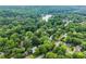 Aerial view showcasing the home's location amidst lush greenery and a nearby lake at 215 Truehedge Trce, Roswell, GA 30076