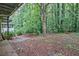 Spacious backyard features mature trees and greenery with a covered structure at 1774 Willis Mill Rd, Atlanta, GA 30311