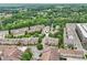 Aerial view showcasing a well-planned residential community with townhomes surrounded by lush green trees at 4588 Pine Se St, Smyrna, GA 30080