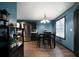 Eat-in kitchen with stainless steel appliances and modern lighting at 74 Knights Ct, Dallas, GA 30157