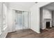 Living room featuring a fireplace and sliding glass door at 1931 Brian Way, Decatur, GA 30033