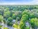 Birds-eye view showcasing a house surrounded by tall trees in a leafy neighborhood at 118 Greenwood St, Fairburn, GA 30213